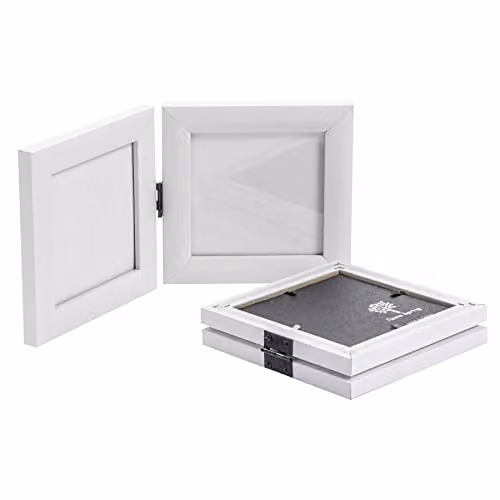 Nicola Spring Pack of 2 Modern Folding Square Photo Frames in White, Fits 10 x 10 cm
