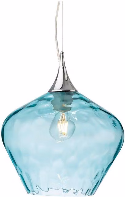 Netlighting Titan Dome Pendant Light in Chrome with Grey and Aqua Glass