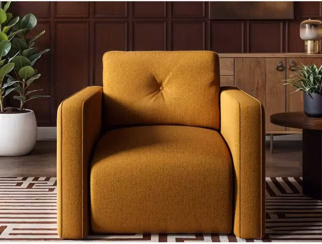 Solace+Co Wilfie Chenille Armchair in Yellow