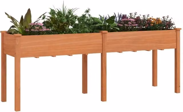 Berkfield Home Brown Solid Wood Fir Planter with Liner W/D/H: 203 x 53 x 76 cm – 1