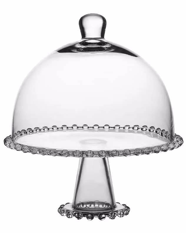 Dibor Bella Perle Glass Beaded Cake Stand with Dome in Clear – 2