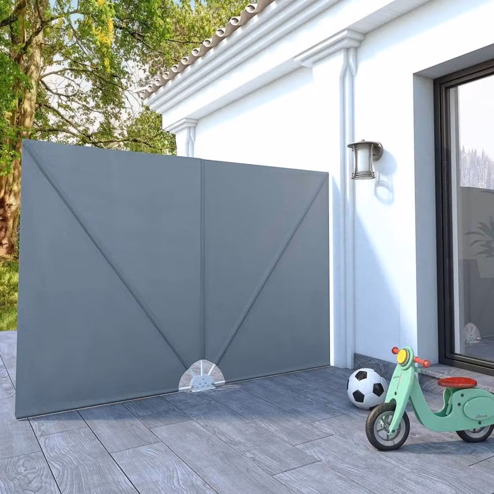 Berkfield Home Collapsible Terrace Side Awning in Grey, W/D/H: 240 x 160 x 160 cm – 1