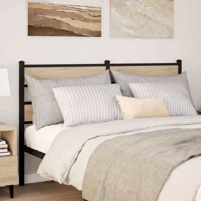 Berkfield Home Sonoma Oak Headboard in Brown with Iron and Engineered Wood, Width: 150 cm