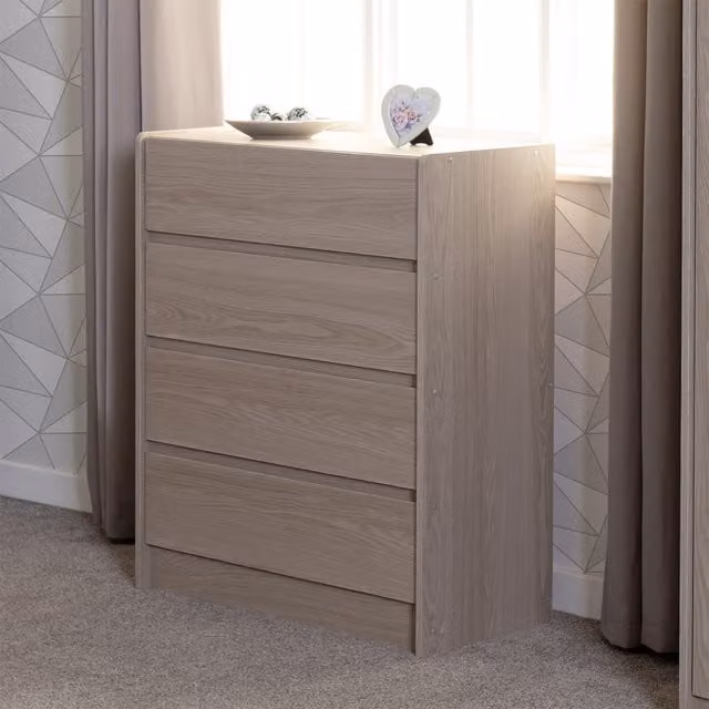 Seconique Paris 4 Drawer Chest in Smoked Ash Brown and Grey