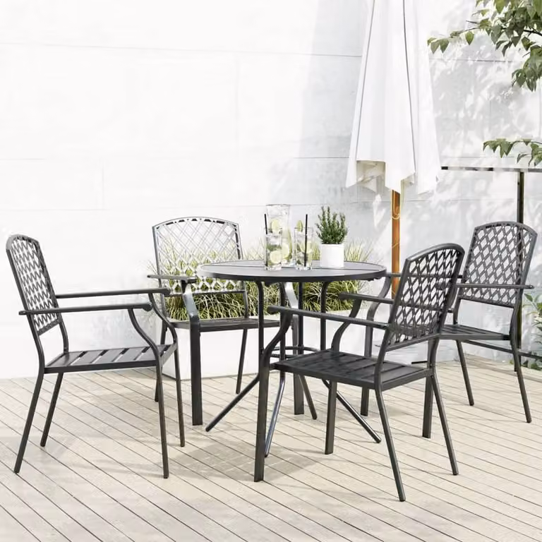 Berkfield Home Stackable Garden Chair Set of 5 in Anthracite Powder-coated Steel