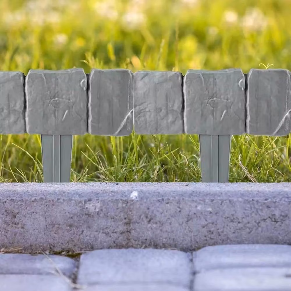 NESTLUNE 30-Piece Grey Imitation Stone Garden Edging Border Fence – 4