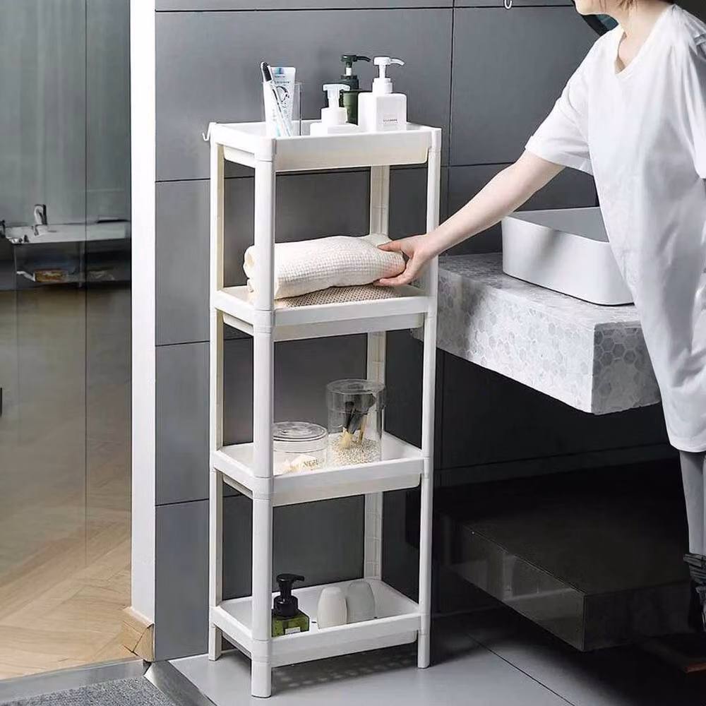 PAWNORA 4 Tier Freestanding Corner Shelf Organizer Rack in White – 4