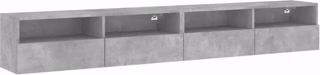 Berkfield Home Set of 2 Modern Wall Mounted TV Cabinets in Concrete Grey, W/D/H: 100 x 30 x 30 cm