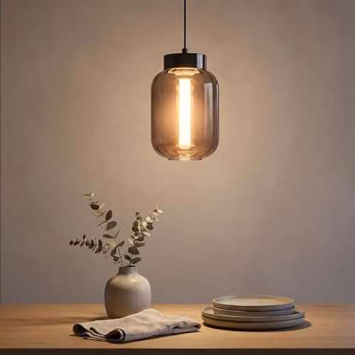 Globo Lighting Modern Cylinder LED Pendant Lamp in Black, Chrome and Grey with Smoked Glass, Height: 150 cm – 1