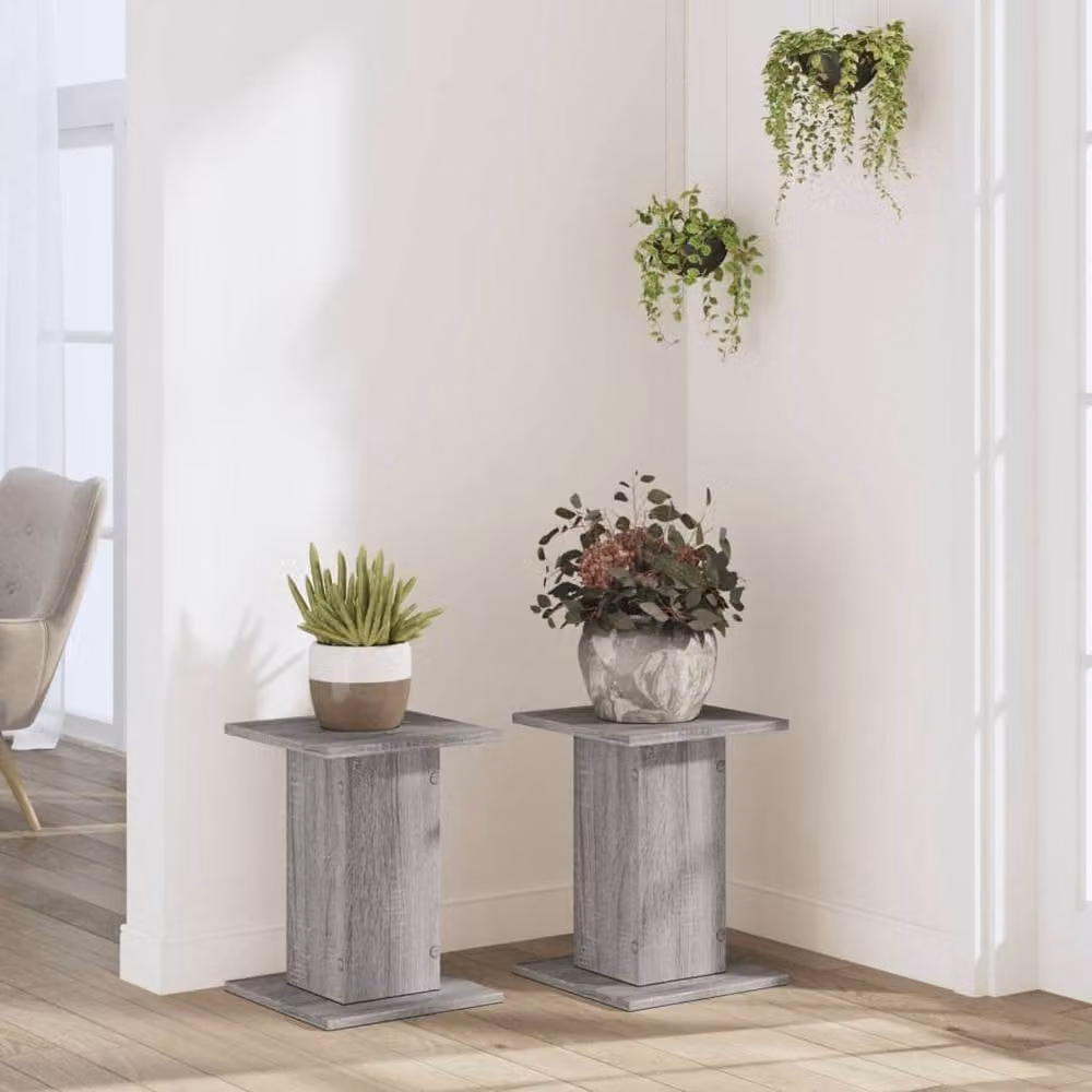 Berkfield Home Set of 2 Grey Sonoma Plant Stands, W/D/H: 30 x 30 x 40 cm – 3
