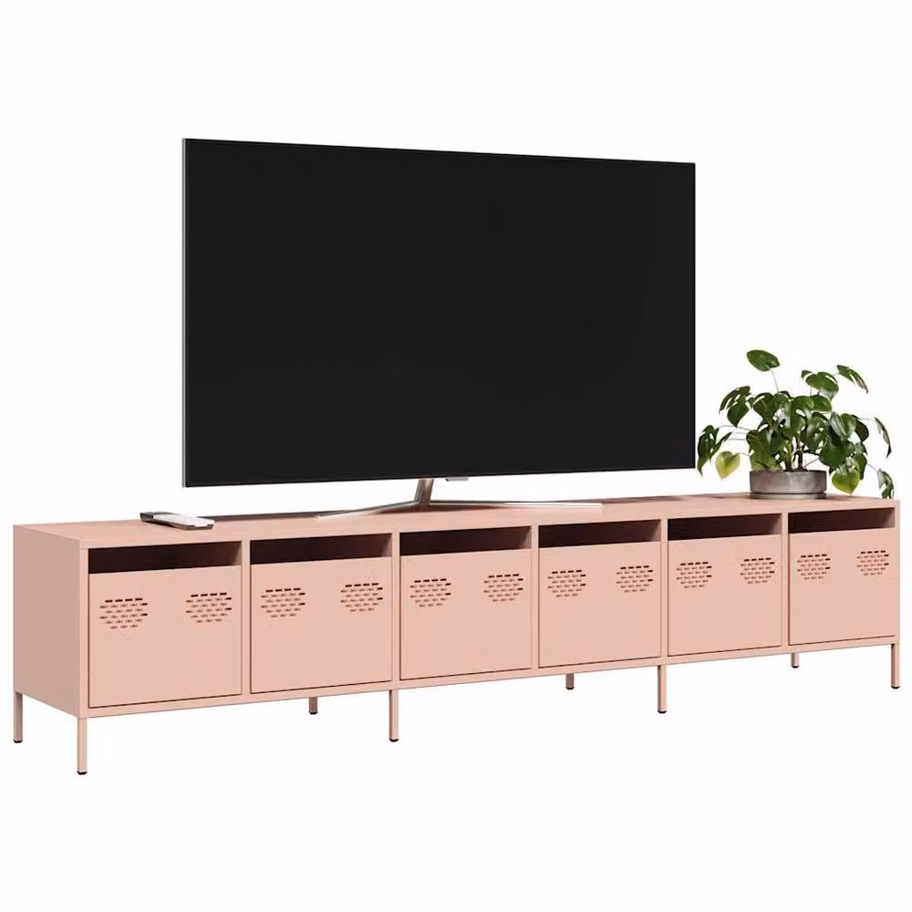 Berkfield Home Modern Pink Metal TV Cabinet W: 202 cm, D: 39 cm, H: 43.5 cm – 2
