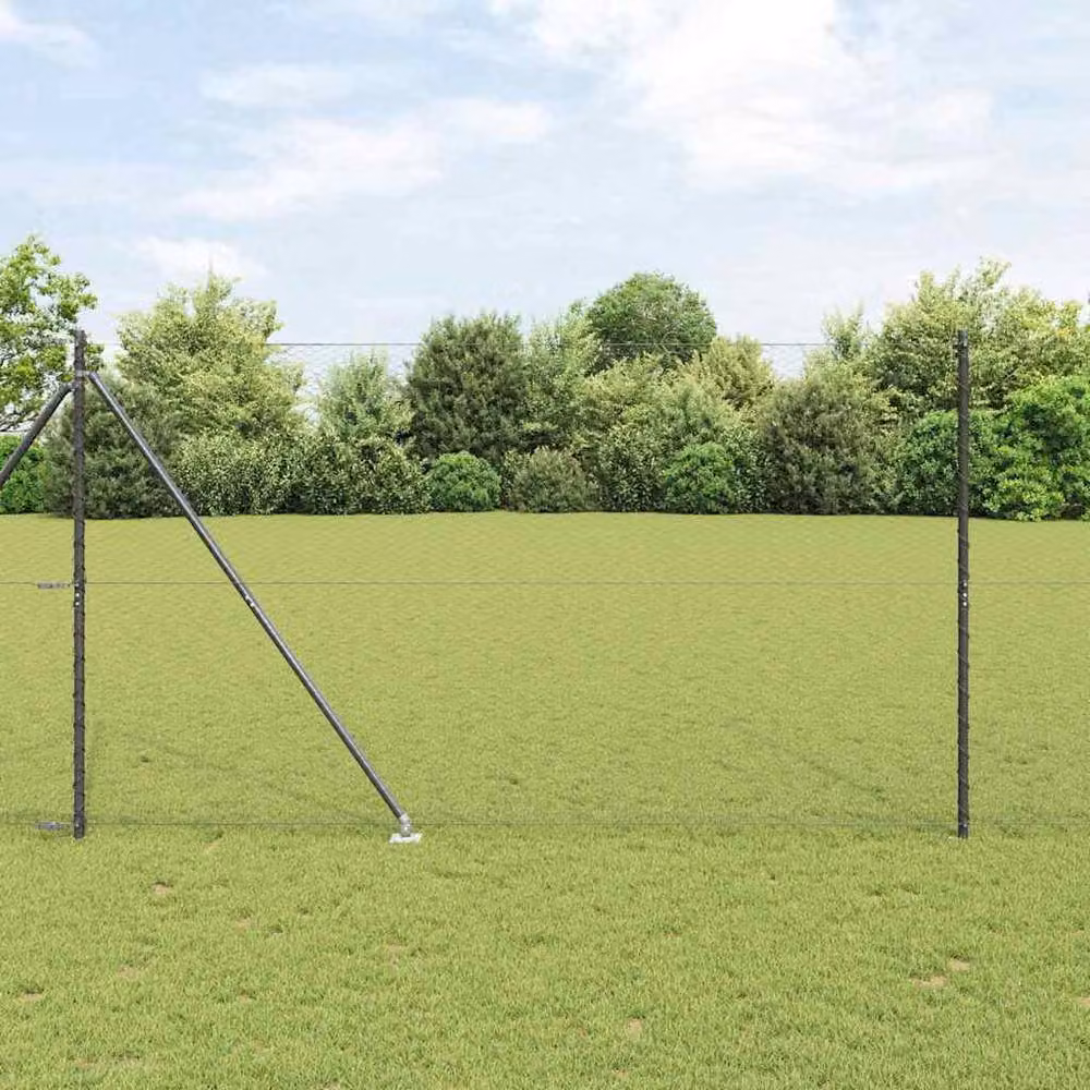 Berkfield Home Grey Powder-Coated Steel Hexagon Fence, H: 160 cm x W: 25 m – 2