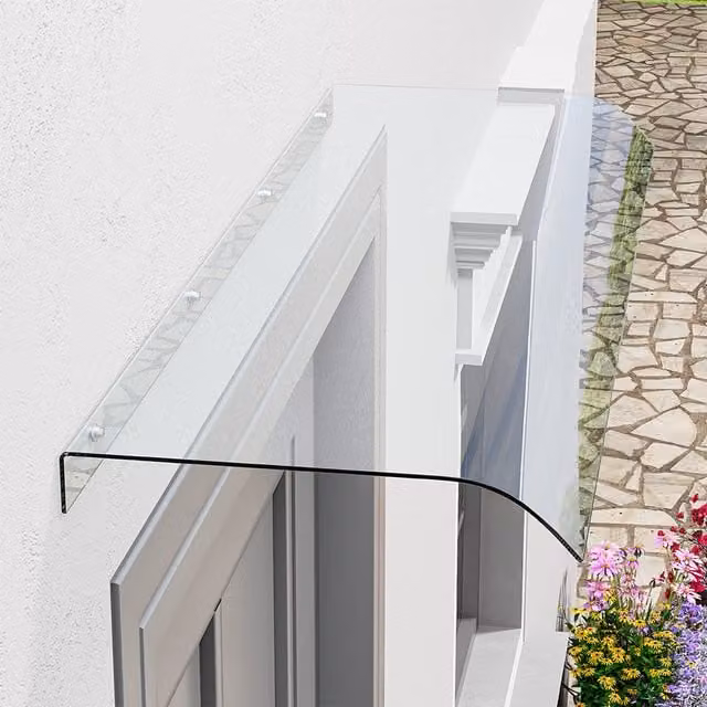 Breeins Transparent PET Window and Door Awning Canopy in White, W/D/H: 40 x 40 x 40 cm