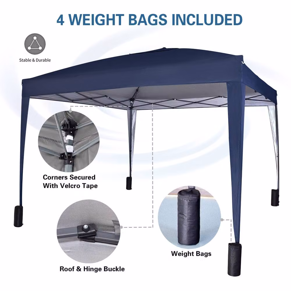 MCC Direct Blue Pop Up Gazebo with Removable Sides, Windows and Storage Bag, W/D: 300 x 300 cm – 3