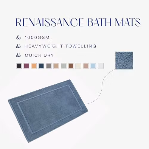 Christy Renaissance Luxury 100% Cotton Towelling Bath Mat, Blue, W: 52.0 cm x D: 90.0 cm – 2