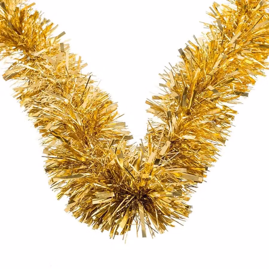 Shatchi Gold Luxury Deluxe Chunky Christmas Tinsel Garland for Xmas Tree Decorations, 1.8m – 3