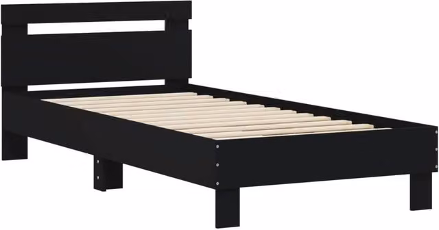 Berkfield Home Durable Bed Frame with Headboard, Black, W/D/H: 80 x 190 x 70 cm – 1