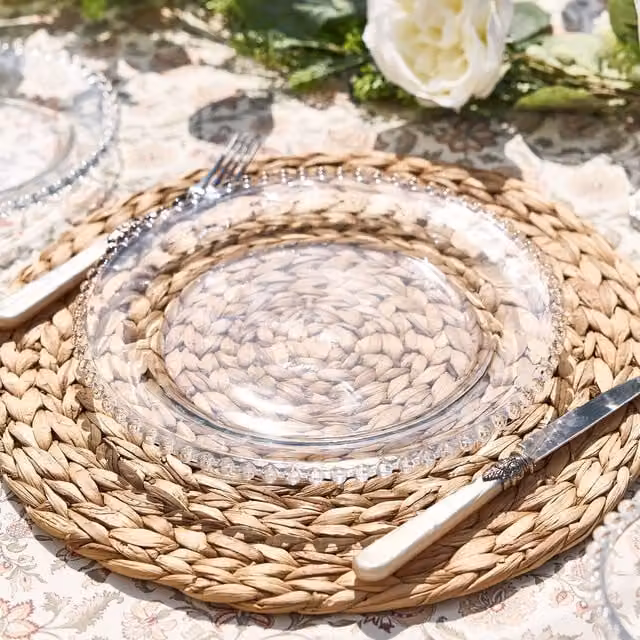 Dibor Bella Perle Glass Dinner Plates and Serving Dishes, Clear, Set of 10, Diameter: 26 cm – 1