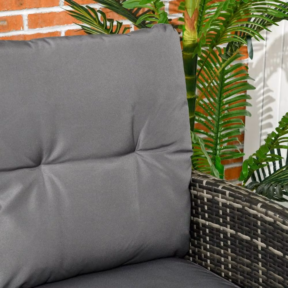 Wyld Haus Lolu 7 Piece Grey Rattan Style Garden Sofa Set with Metal and Glass Details – 7