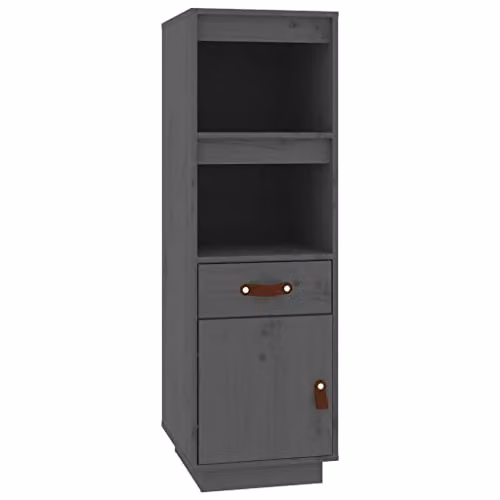 vidaXL Modern Grey Highboard in Solid Pine Wood, W/D/H: 34 x 40 x 108.5 cm