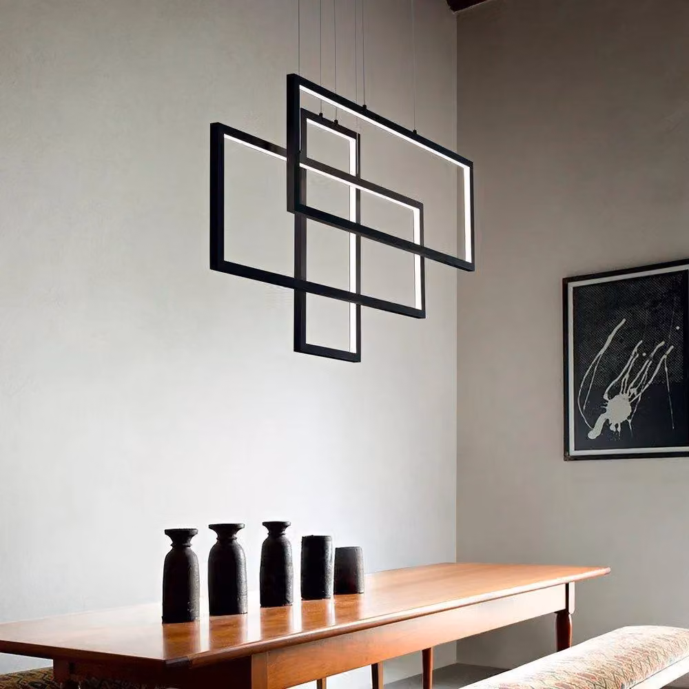 Netlighting Modern Square LED Integrated Pendant Light in Black Metal – 2