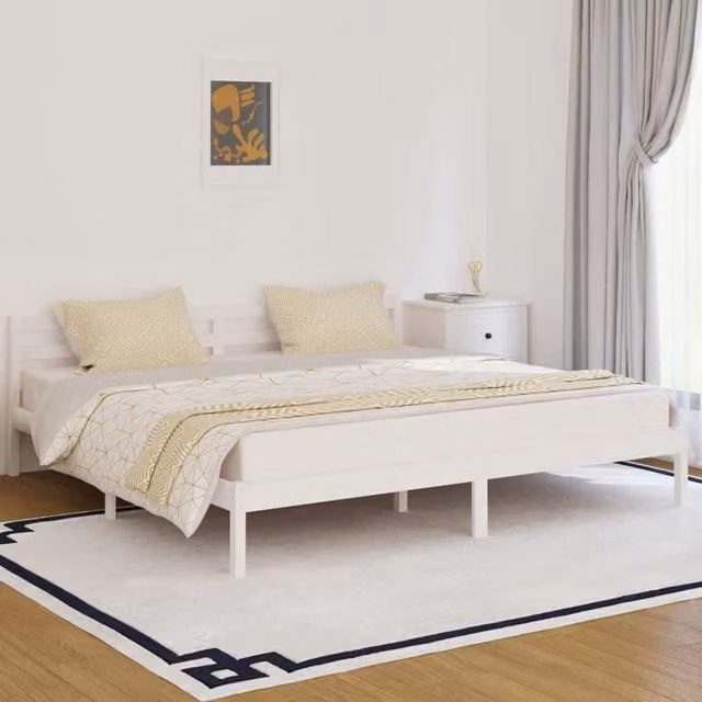 Berkfield Home Rustic Solid Wood Pine Day Bed in White, W/D/H: 200 x 200 cm – 1