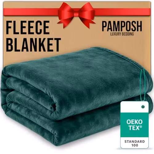Pamposh Green Flannel Fleece Throw Blanket, W/D/H: 130 x 150 cm – 1