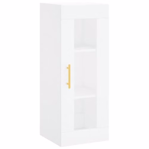 vidaXL Wall Mounted Cabinet with Glass Doors, White, W/D/H: 34.5 x 34 x 90 cm