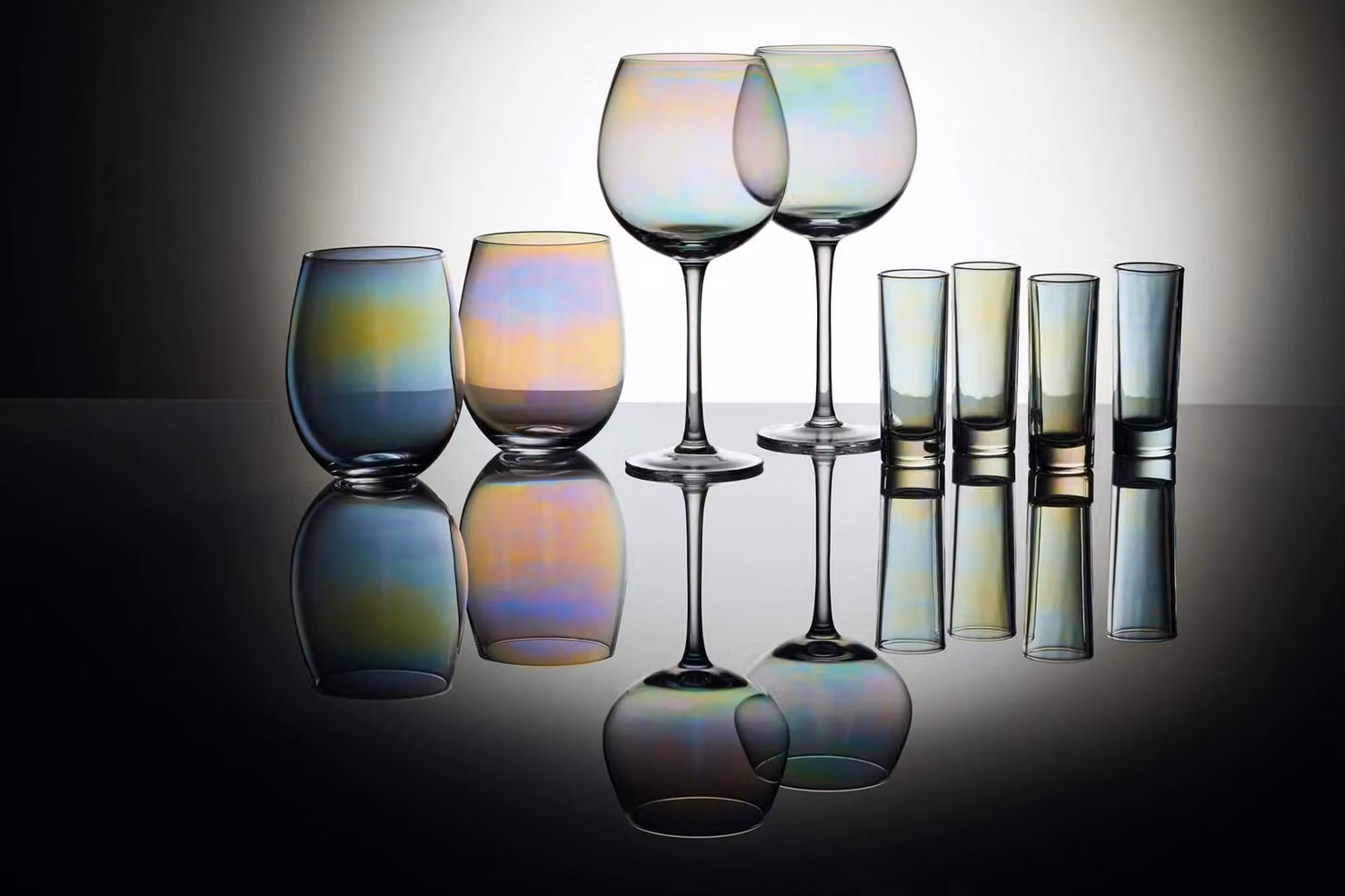 BarCraft Set of 2 Multicolour Iridescent Cocktail Gin Glasses, 500 ml – 7