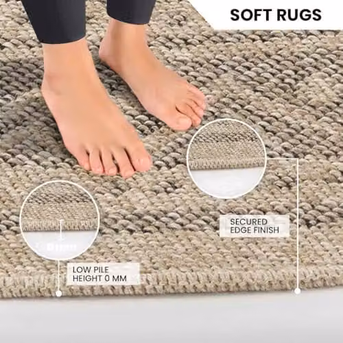 Livabliss Nova Round Boho Geometric Outdoor and Indoor Rug, Beige and Black, Diameter: 100 cm – 5