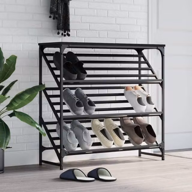 Berkfield Home Black Shoe Rack, W/D/H: 90 x 30 x 85 cm