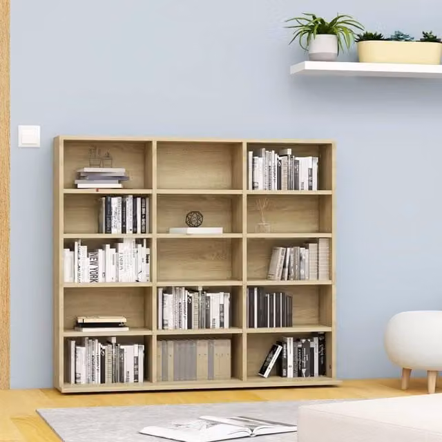 Berkfield Home CD Cabinet in Sonoma Oak Brown, W/D/H: 102 x 23 x 89.5 cm