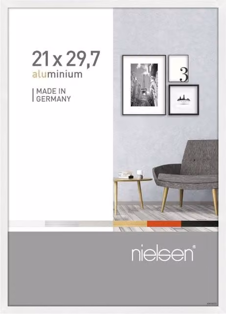 Nielsen Design Pixel A4 Picture Frame, White Aluminium with Glass, W/H: 21 x 29.7 cm – 1