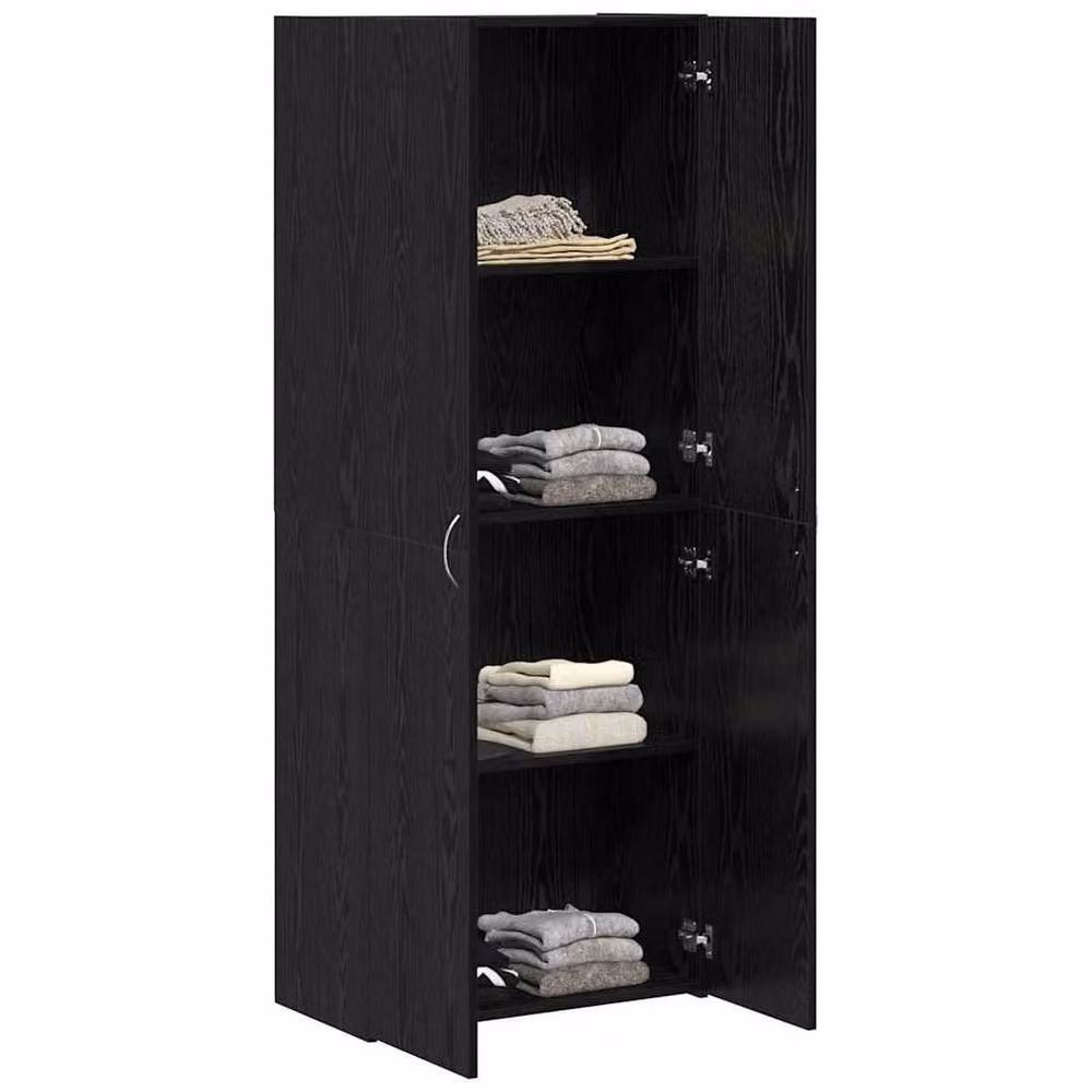 Berkfield Home Modern Black Oak Highboard with Hinged Doors and Adjustable Internal Shelves, W/D/H: 60 x 32 x 153 cm – 3