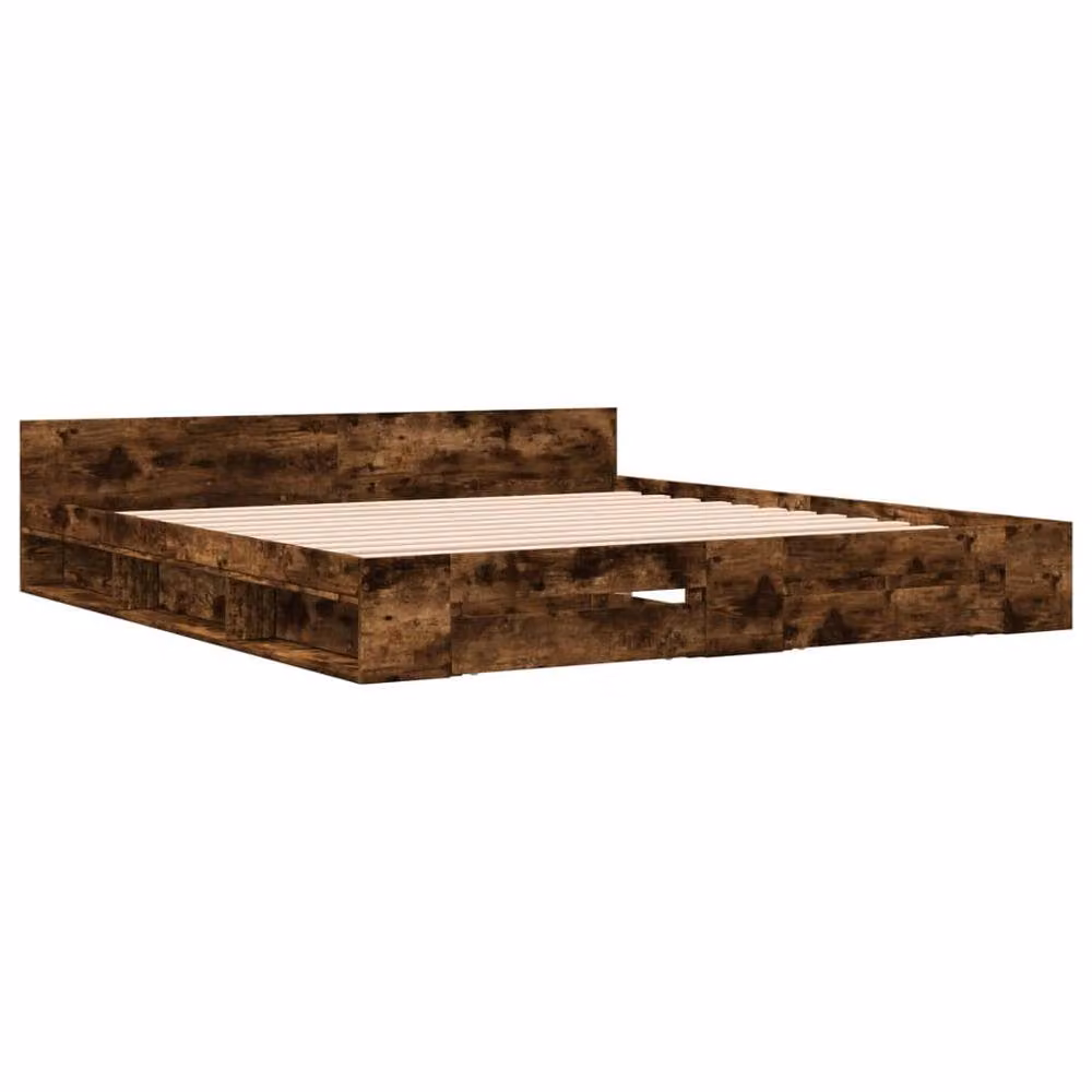Berkfield Home Super King Bed Frame with Drawers in Smoked Oak Brown, W/D/H: 180 x 200 cm – 3