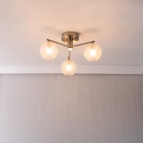 ValueLights Elle 3 Way Brushed Chrome Ceiling Light with Glass Shades, IP44 Rated for Bathroom and Hallway Use, Silver – 2