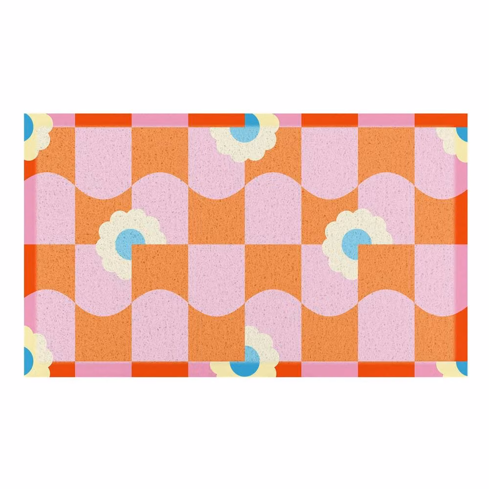 Artsy Mats Elizabeth Olwen Floral Wave Pattern Indoor/Outdoor Doormat, Pink, W/D/H: 70 x 40 cm – 2
