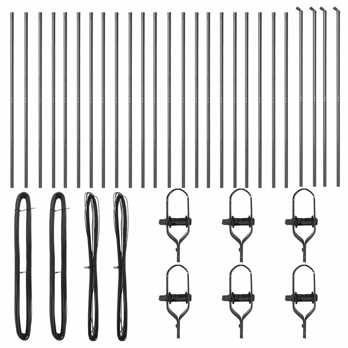 Berkfield Home 26 Piece Grey Galvanised Steel Round Fence Posts, Diameter: 3.2 cm, Height: 210 cm – 2