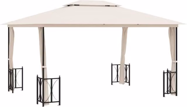 Berkfield Home Gazebo with Sidewalls and Double Roof, Beige, W: 300 cm, D: 300 cm, H: 265 cm – 1