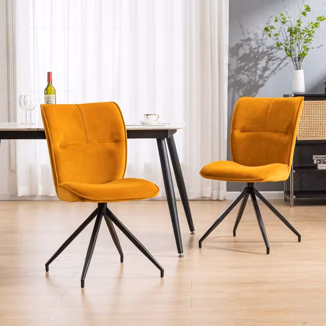 More4Homes Set of 6 Dina Modern Velvet Dining Chairs in Yellow