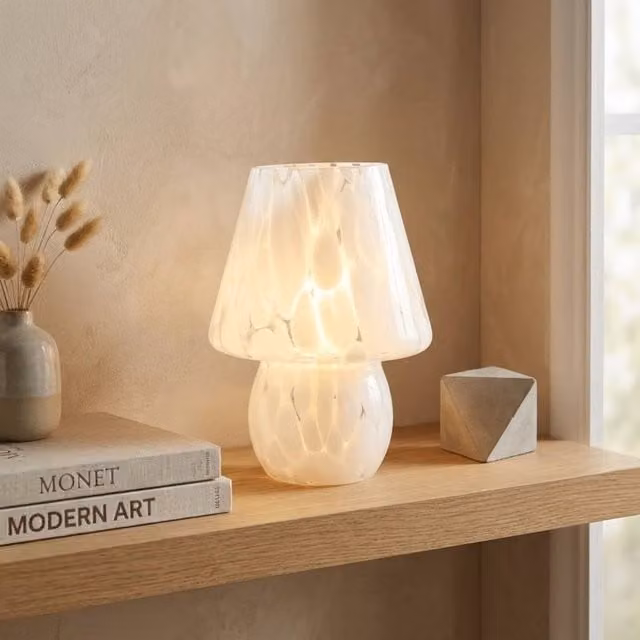 Garden Greatness Light Up Leopard Mushroom Lamp in Beige and White