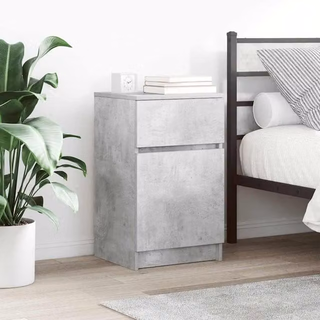 Berkfield Home Set of 2 Bedside Cabinets in Concrete Grey, W/D/H: 39 x 35 x 65 cm – 1