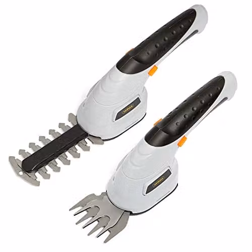 VonHaus 2 in 1 Cordless Hedge Trimmer and Grass Shears with Rechargeable Battery in Grey, Black and Orange