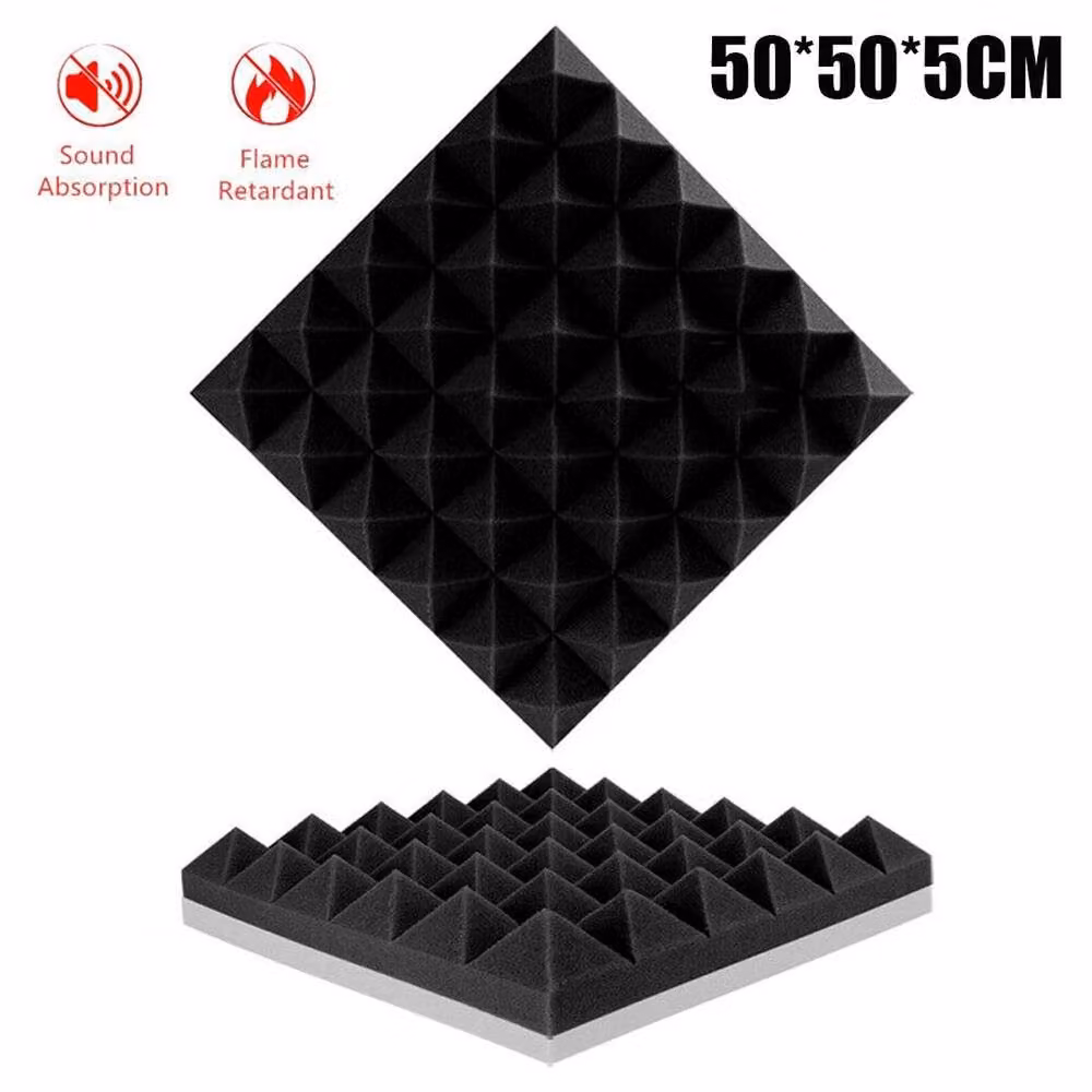FLAVORA 6pc Black Soundproofing Foam Tiles Wall Panels, W: 50 cm x H: 50 cm – 2