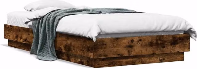 Berkfield Home Single Bed Frame in Smoked Oak Brown, Engineered Wood, W/D/H: 90 x 190 cm – 1