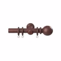 New Edge Blinds Wooden Pole Ball Finial Curtain Hanging Pole Set, Brown, Length: 240 cm