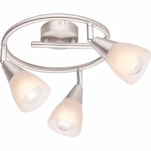 Globo Lighting Tadeus I Ceiling Spotlight in Matt Nickel and Grey Glass
