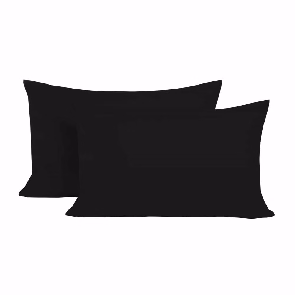 Snug City Microfibre Soft Touch Plain Dyed Housewife Pillowcase Pair in Black – 2