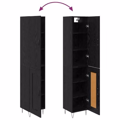 vidaXL Modern Black Oak Highboard with Hinged Door and Internal Shelves, W/D/H: 34.5 x 34.0 x 90.0 cm – 4