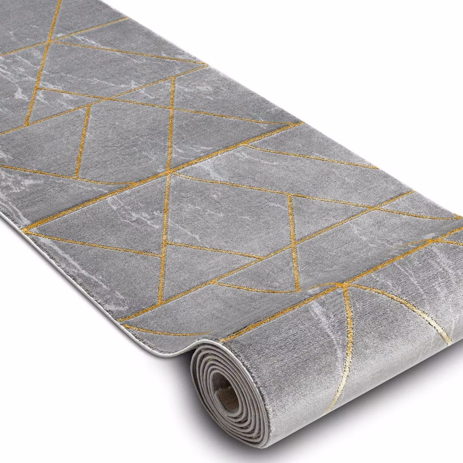 RugsX Exclusive Emerald Geometric Runner in Grey, W: 80 cm x L: 100 cm – 1
